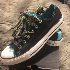 CONVERSE Black, Teal & Green Sneakers